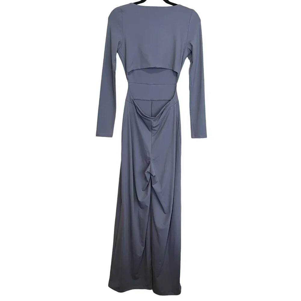 Susana Monaco Jumpsuit Gray Jersey Long Sleeve Cutout Size Small NWT - Picture 5 of 8